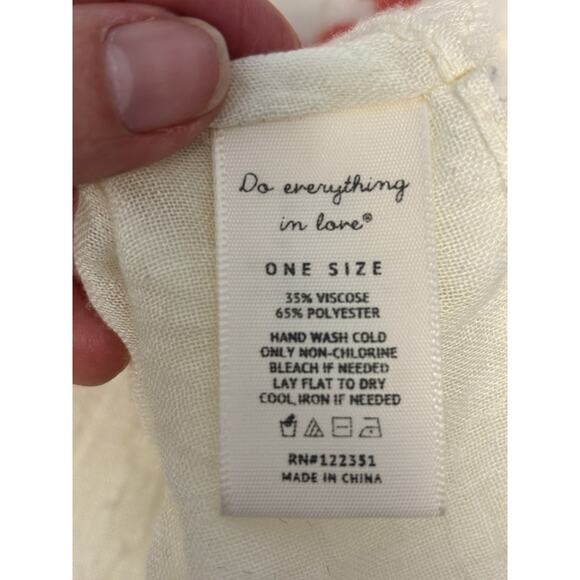 Cream And Melon Boho Kaftan Blouse/ Swim Coverup One size - Picture 4 of 4